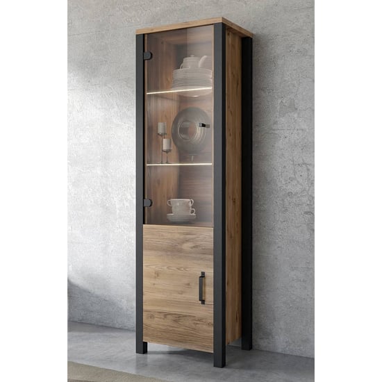 Read more about Oaxaca display cabinet tall 2 doors in appenzeller oak with led
