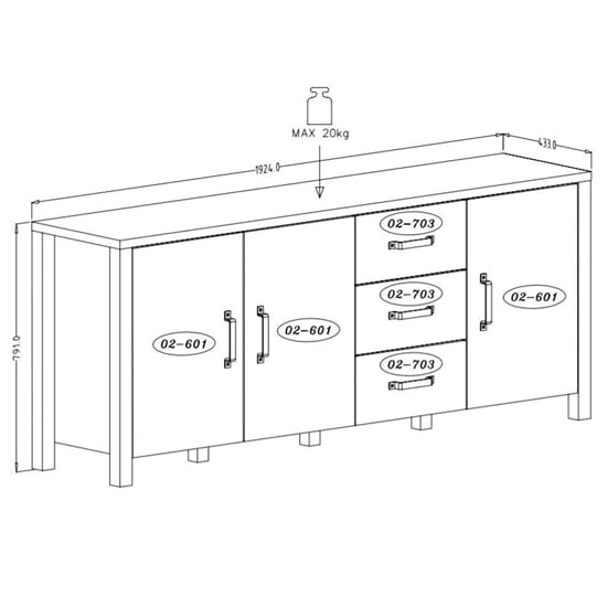 Oaxaca Sideboard Large 2 Doors 3 Drawers In Appenzeller Oak