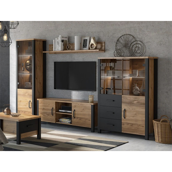 Oaxaca Wooden TV Stand With 2 Doors In Appenzeller Oak