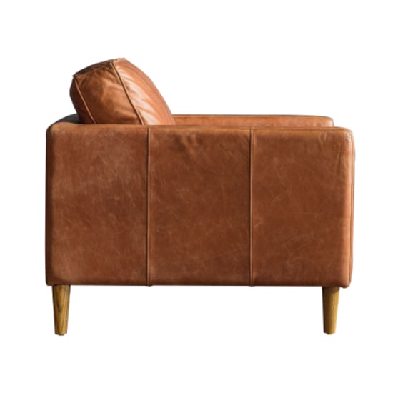 Obento Leather Armchair With Oak Legs In Vintage Brown