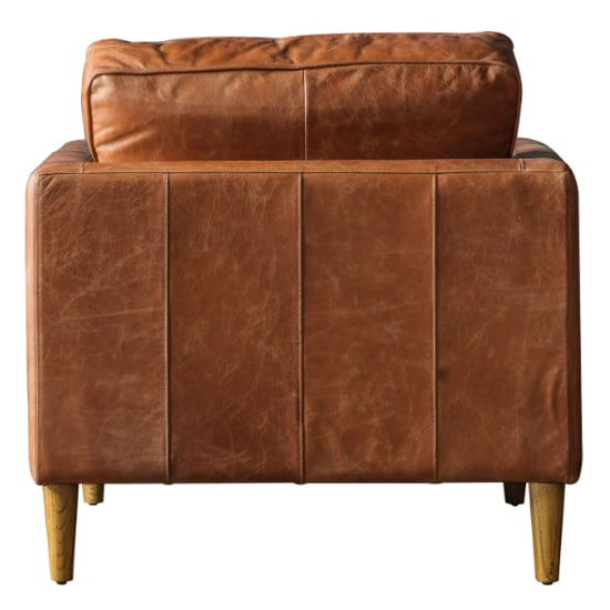 Obento Leather Armchair With Oak Legs In Vintage Brown