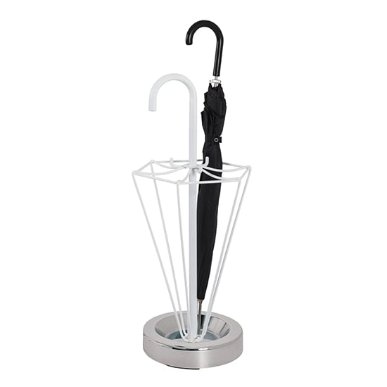 Photo of Obispo metal umbrella stand in white and chrome