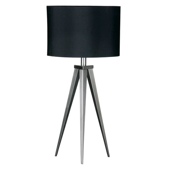 Photo of Obito black fabric shade table lamp with nickel tripod base