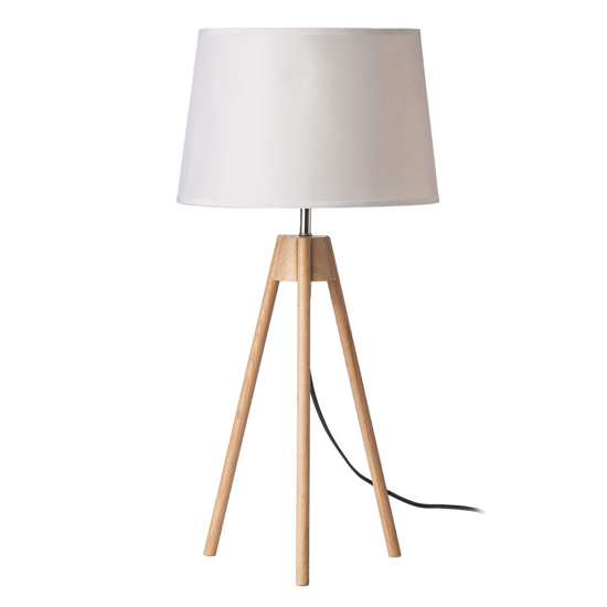 Obito White Fabric Shade Table Lamp With Natural Tripod Base