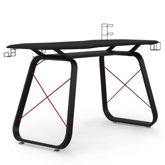 Product photograph of Oblivion Gaming Desk In Black Carbon Fibre Effect And Red Frame from Furniture in Fashion