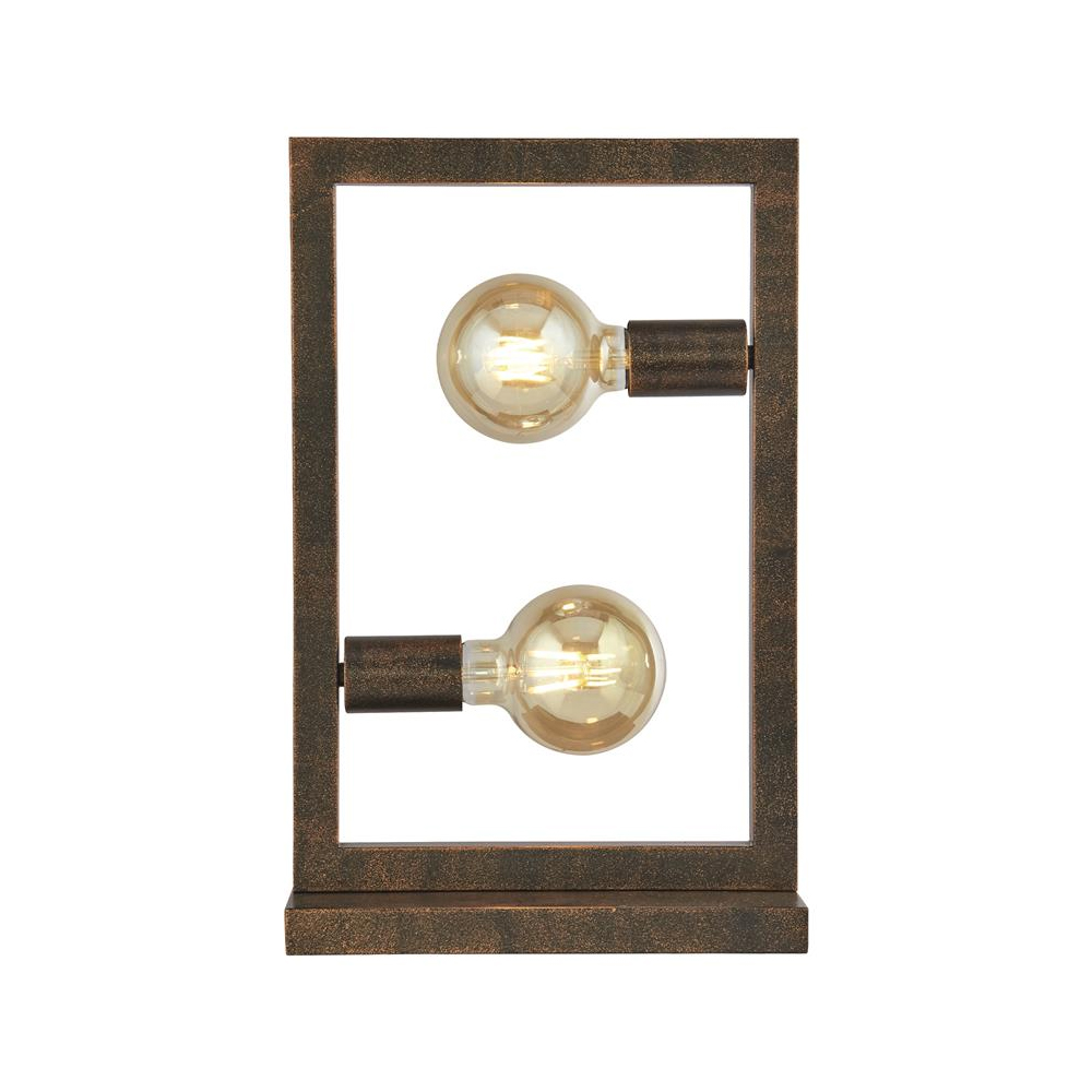 Read more about Oblong 2 light table lamp in rustic brown