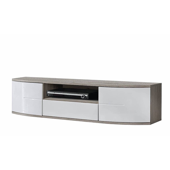 Ocala I High Gloss Living Room Furniture Set In White With LED
