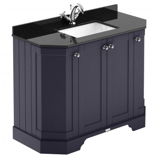 Read more about Ocala 102cm angled vanity with 1th black marble basin in blue