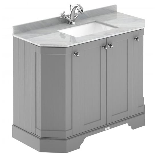 Read more about Ocala 102cm angled vanity with 1th grey marble basin in grey