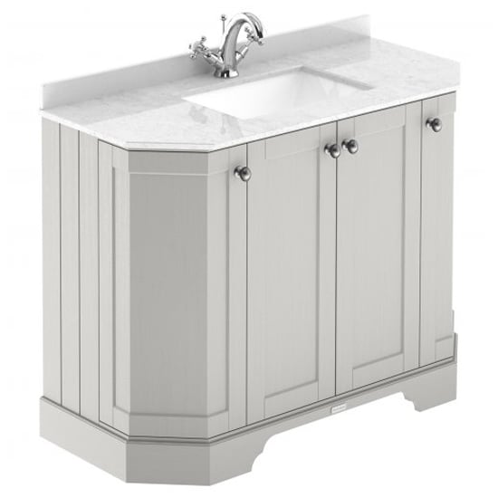 Ocala 102cm Angled Vanity With 1TH White Marble Basin In Sand