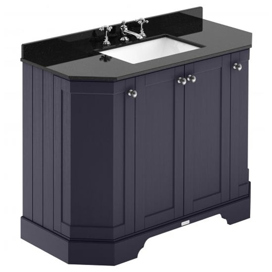 Read more about Ocala 102cm angled vanity with 3th black marble basin in blue