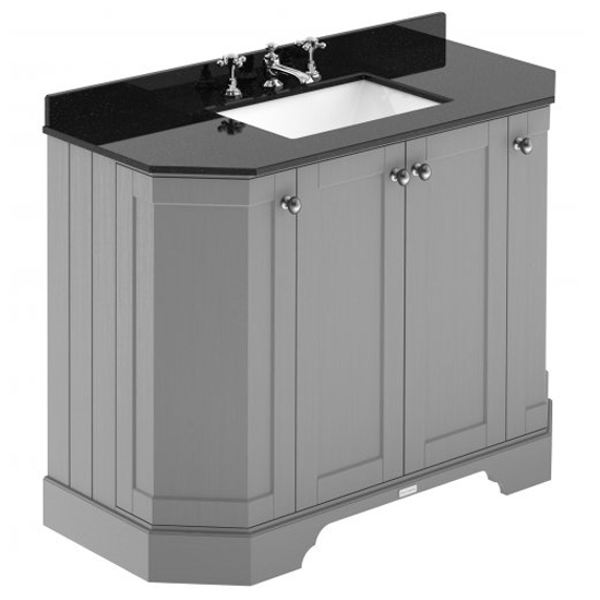 Photo of Ocala 102cm angled vanity with 3th black marble basin in grey