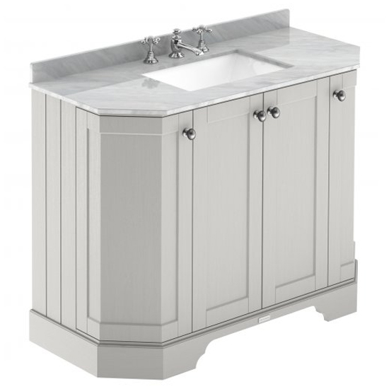 Ocala 102cm Angled Vanity With 3TH Grey Marble Basin In Sand