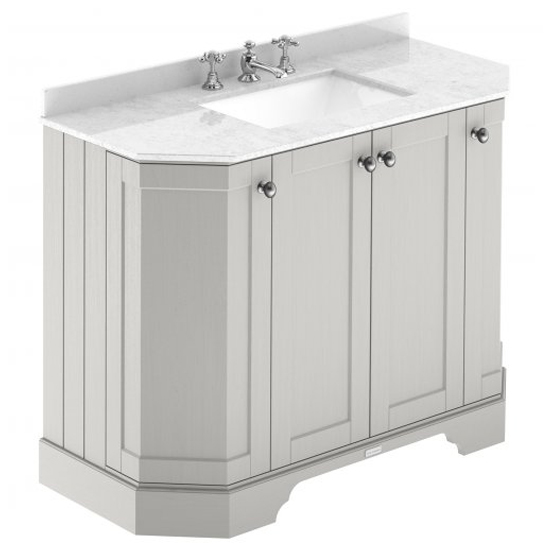 Photo of Ocala 102cm angled vanity with 3th white marble basin in sand