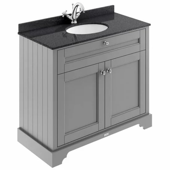 Read more about Ocala 102cm floor vanity with 1th black marble basin in grey