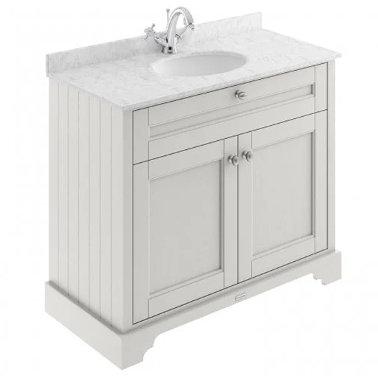 Read more about Ocala 102cm floor vanity with 1th grey marble basin in sand