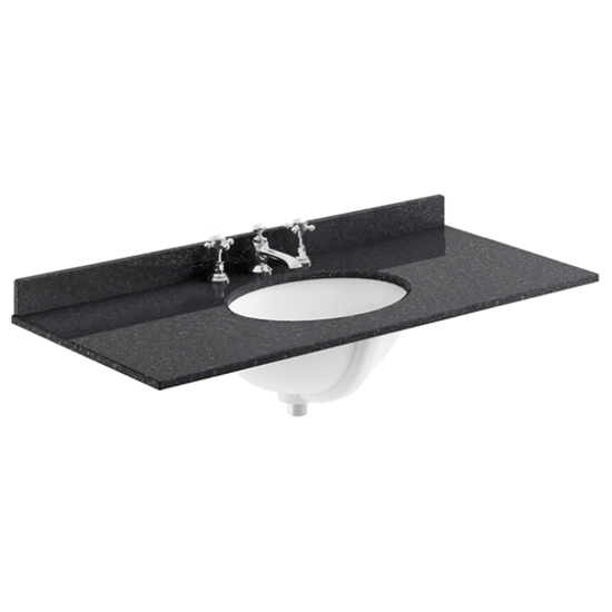 Ocala 102cm Floor Vanity With 3TH Black Marble Basin In Grey_2