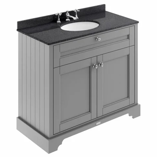 Product photograph of Ocala 102cm Floor Vanity With 3th Black Marble Basin In Grey from Furniture in Fashion