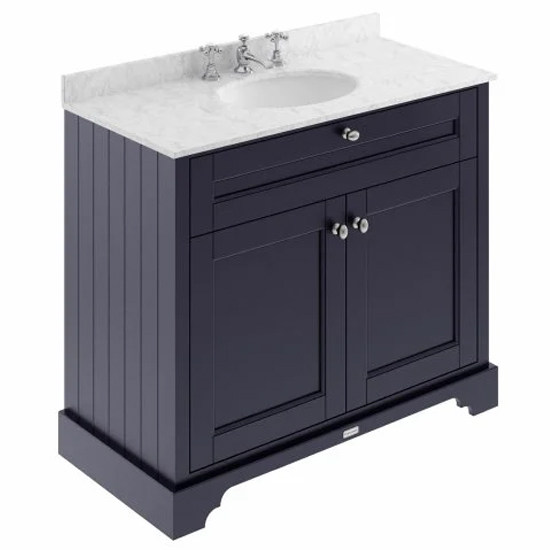 Product photograph of Ocala 102cm Floor Vanity With 3th Grey Marble Basin In Blue from Furniture in Fashion