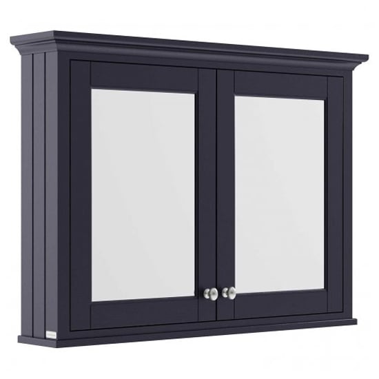 Ocala 105cm Mirrored Cabinet In Twilight Blue With 2 Doors