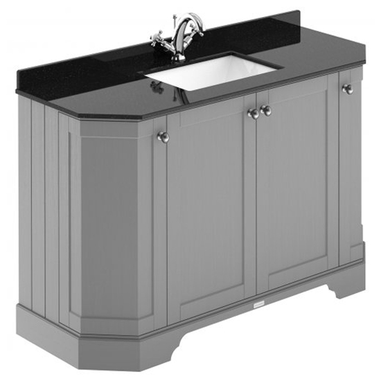 Photo of Ocala 122cm angled vanity with 1th black marble basin in grey