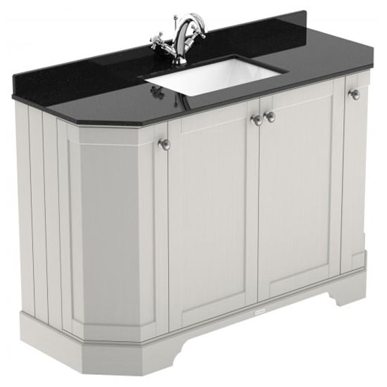 Read more about Ocala 122cm angled vanity with 1th black marble basin in sand