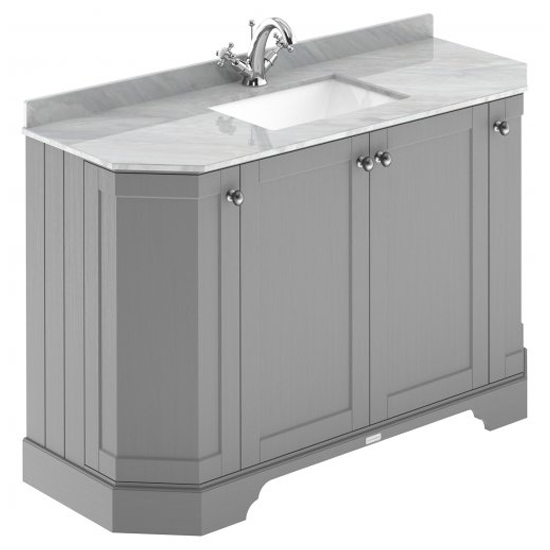 Photo of Ocala 122cm angled vanity with 1th grey marble basin in grey