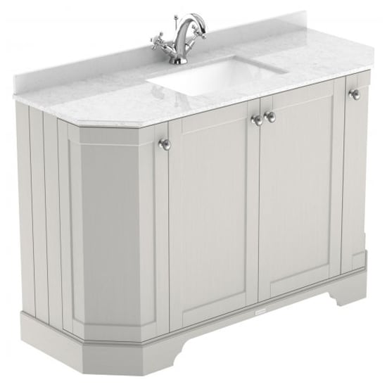 Product photograph of Ocala 122cm Angled Vanity With 1th White Marble Basin In Sand from Furniture in Fashion
