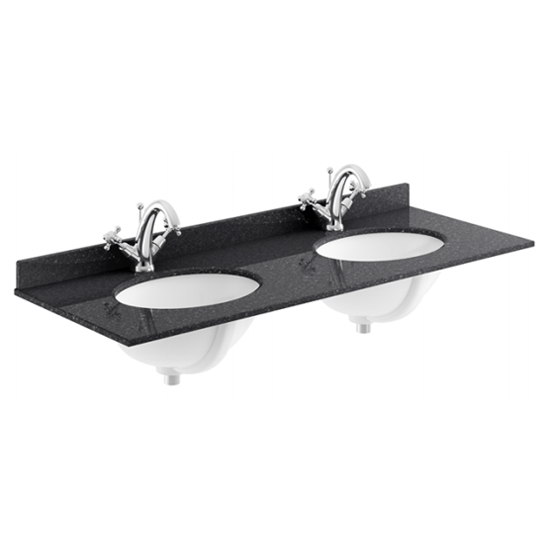 Ocala 122cm Floor Vanity With 1TH Black Marble Basin In Blue_2