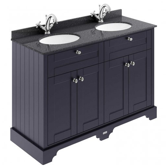 Ocala 122cm Floor Vanity With 1TH Black Marble Basin In Blue