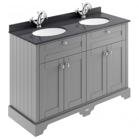 Product photograph of Ocala 122cm Floor Vanity With 1th Black Marble Basin In Grey from Furniture in Fashion