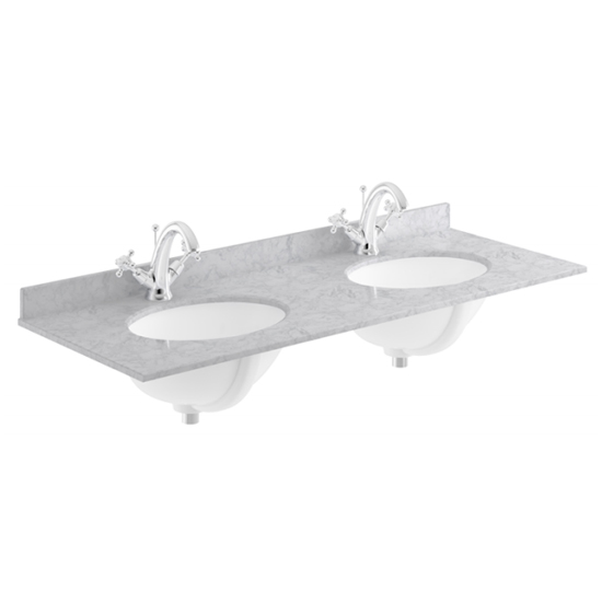 Ocala 122cm Floor Vanity With 1TH Grey Marble Basin In Blue_2