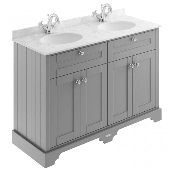 Product photograph of Ocala 122cm Floor Vanity With 1th Grey Marble Basin In Grey from Furniture in Fashion