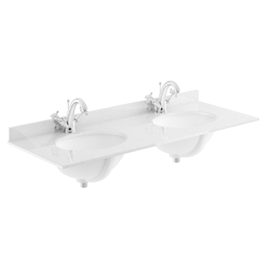 Ocala 122cm Floor Vanity With 1TH White Marble Basin In Blue_2
