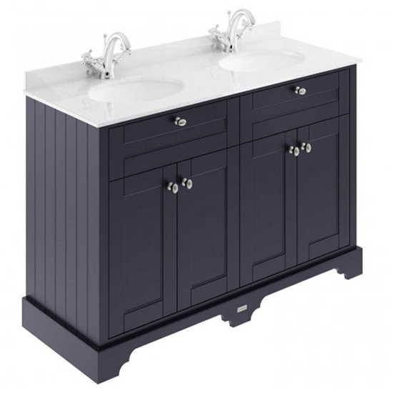Product photograph of Ocala 122cm Floor Vanity With 1th White Marble Basin In Blue from Furniture in Fashion