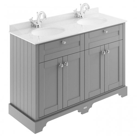 Read more about Ocala 122cm floor vanity with 1th white marble basin in grey