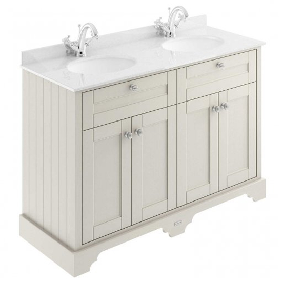 Read more about Ocala 122cm floor vanity with 1th white marble basin in sand