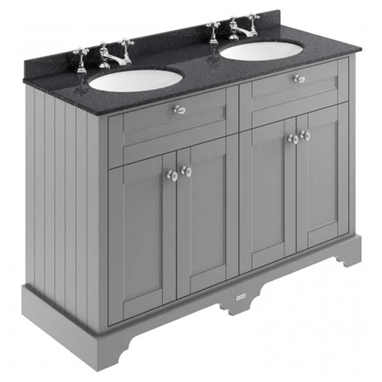 Photo of Ocala 122cm floor vanity with 3th black marble basin in grey