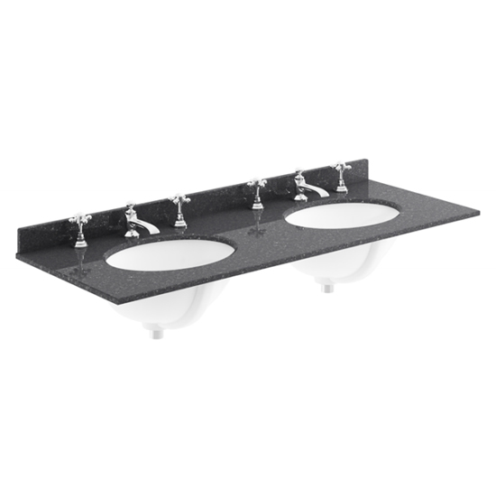 Ocala 122cm Floor Vanity With 3TH Black Marble Basin In Sand_2