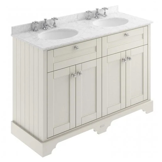 Ocala 122cm Floor Vanity With 3TH Grey Marble Basin In Sand