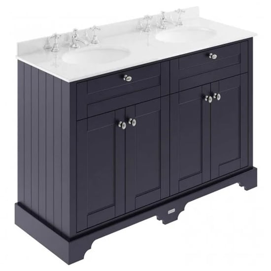 Ocala 122cm Floor Vanity With 3TH White Marble Basin In Blue_1