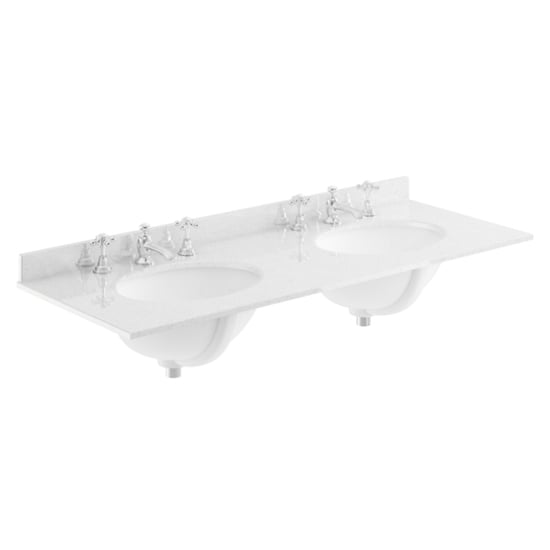 Ocala 122cm Floor Vanity With 3TH White Marble Basin In Sand_2