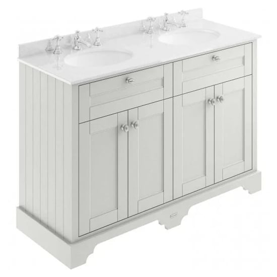 Ocala 122cm Floor Vanity With 3TH White Marble Basin In Sand