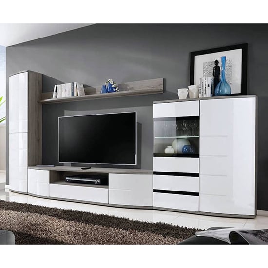 Product photograph of Ocala Ii High Gloss Living Room Furniture Set In White With Led from Furniture in Fashion