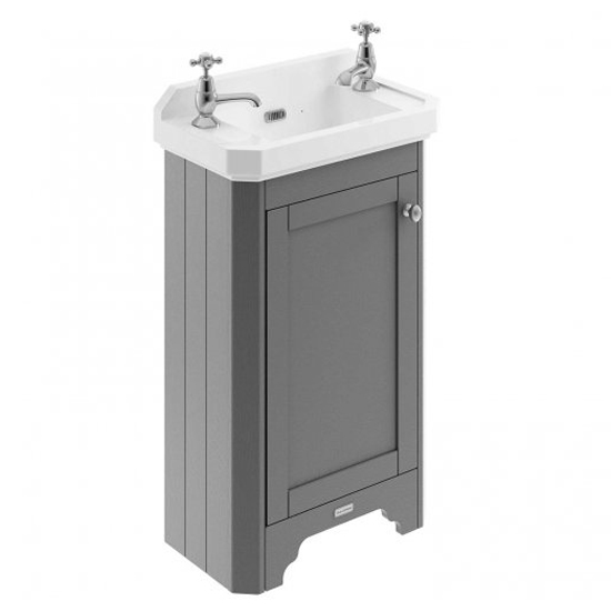 Ocala 51.5cm Floor Vanity Unit With 2TH Basin In Storm Grey