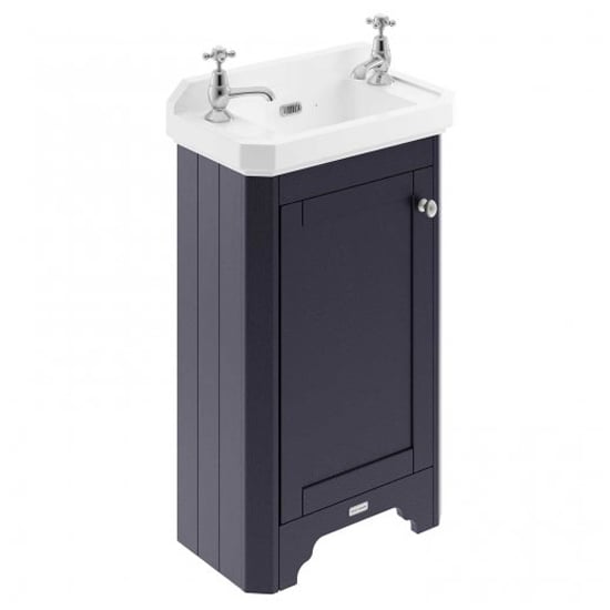 Read more about Ocala 51.5cm floor vanity unit with 2th basin in twilight blue