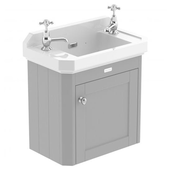 Ocala 51.5cm Wall Vanity Unit With 2TH Basin In Storm Grey