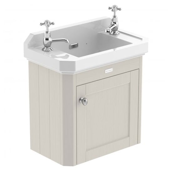 Read more about Ocala 51.5cm wall vanity unit with 2th basin in timeless sand