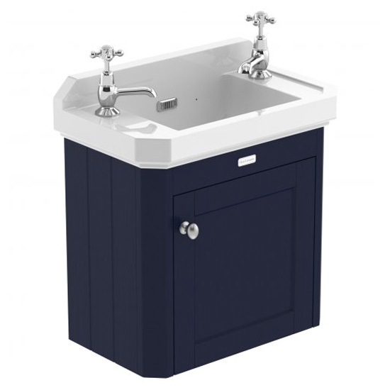 Ocala 51.5cm Wall Vanity Unit With 2TH Basin In Twilight Blue