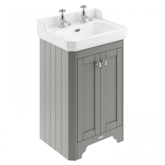 Product photograph of Ocala 56cm Floor Vanity Unit With 2th Basin In Storm Grey from Furniture in Fashion